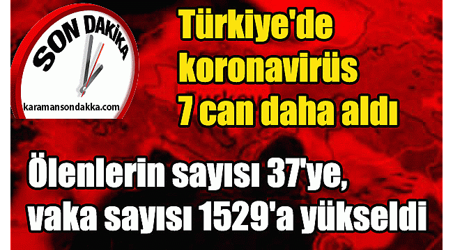KoronaVirüste vaka sayısı 1539 can kabı 37 oldu