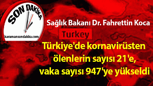 Sağlık Bakanı Dr. Fahrettin Koca :Hasta sayımız 947'ye ulaştı. Yaşlı hastalarımızdan 12'sini KAYBETTİK. 