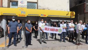 Karaman'da PTT çalışanları, ısırılarak kulağı koparılan postacıya uygulanan şiddeti kınadı