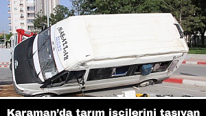 Larende Alt Geçidinde minibüs devrildi: 4 yaralı