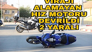 Virajı alamayan Hız motoru devrildi: 2 yaralı