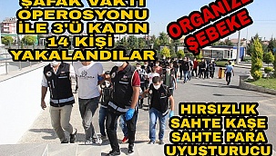 Karaman'da birçok suçtan gözaltına alınan 14 kişi adliyeye sevk edildi
