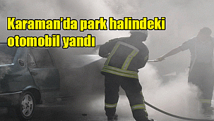 Karaman'da park halindeki otomobil yandı