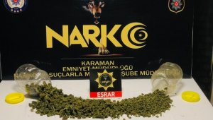 Karaman'da uyuşturucudan aranan zanlı Üstünde 1,5 kg uyuşturucu ile yakalanarak tutuklandı