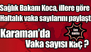 Sağlık Bakanlığı , illere göre haftalık vaka sayılarını İlk kez paylaştı. Karaman da vaka sayısı kaç ?