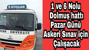 KARAMAN'DA 1 VE 6 NOLU DOLMUŞ HATTI PAZAR GÜNÜ ÇALIŞACAK