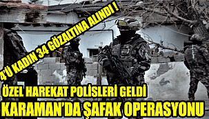 Karaman'da uyuşturucu satıcılarına Özel harekat polisleri ile şafak operasyonu: 34 kişiye gözaltı