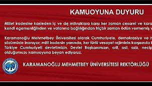 KARAMANOĞLU MEHMETBEY ÜNİVERSİTESİ REKTÖRLÜĞÜ'NDEN 103 AMİRALİN MESAJINA TEPKİ!..