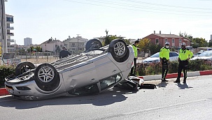 Takla atan otomobilin sürücüsü ölümden döndü