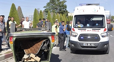 Takla atan otomobilin sürücüsü ölümden döndü