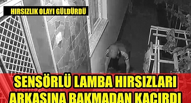 Karaman'da Sensörlü lambanın hırsızları püskürtmesi güvenlik kamerasına yansıdı