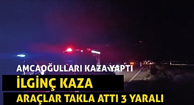 Tesadüfün Böylesi Amcaoğulları Kaza Yaptı 3 Yaralı
