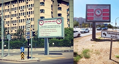 ÜNİPERSEN YÖK VE ÇALIŞMA BAKANLIĞI ÖNÜNDE BULUNAN BİLBOARDLARDA ÜNİVERSİTE ÇALIŞANLARININ SORUNLARINI DİLE GETİRDİ