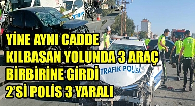 KARAMAN - KILBASAN YOLUNDA POLİS ARACI KAZA YAPTI: 2'Sİ POLİS 3 KİŞİ YARALANDI