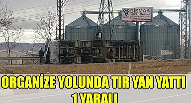 Karaman Organize Sanayi Kavşağında Tır Yan Yattı : 1 Yaralı