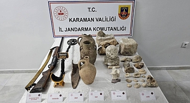 Karaman’da jandarmadan tarihi eser operasyonu