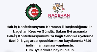 Nagihan Kreş ve Gündüz Bakımevi ile Hak-İş Konfederasyonu Arasında İndirim Protokolü İmzalandı 
