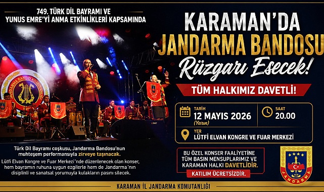 Karaman’da Jandarma Bandosu Konseri Düzenlenecek