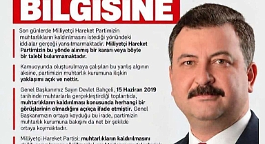 MHP’li Yüksel’den Muhtarlık Açıklaması: “Kaldırılması Yönünde Bir Talebimiz Yok”
