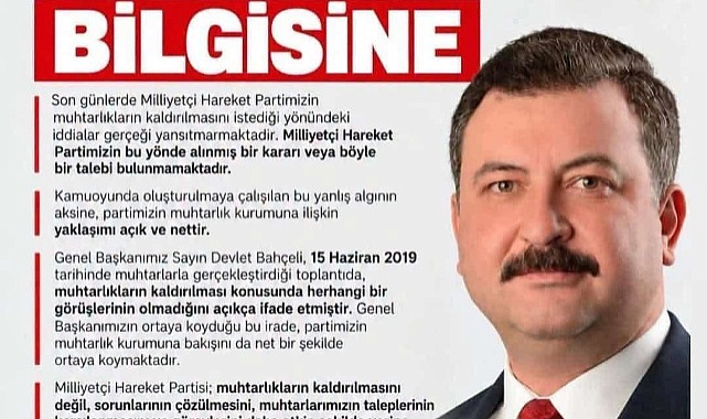MHP’li Yüksel’den Muhtarlık Açıklaması: “Kaldırılması Yönünde Bir Talebimiz Yok”