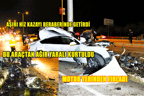 Kazada hurdaya dönen otomobilin sürücüsü araç içinde sıkıştı