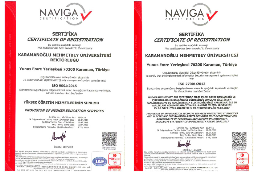 KMÜ KALİTE VE BİLGİ GÜVENLİĞİ SÜRECİ BELGELENDİRİLDİ